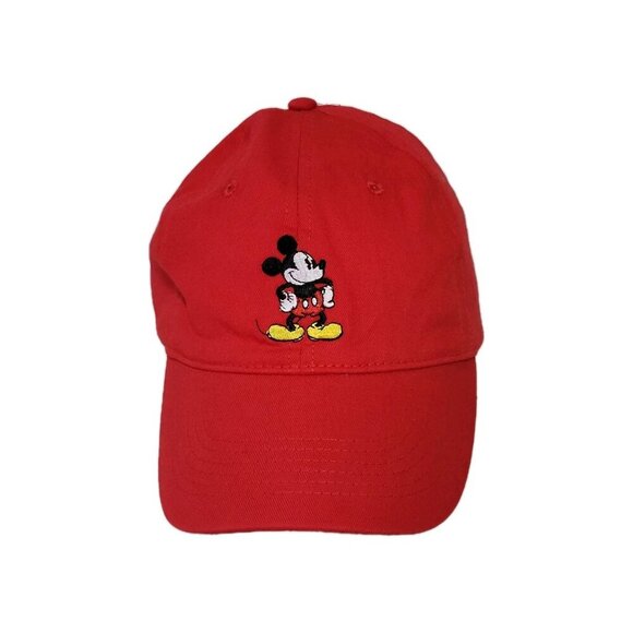 Disney Mickey Mouse Baseball Hat Cap Embroidered Strap Back Red Adjustable - Picture 1 of 3